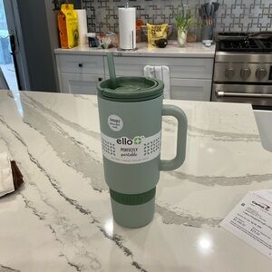 Ello 40 oz. Stainless steel Sage Green Travel Mug with Handle & Straw